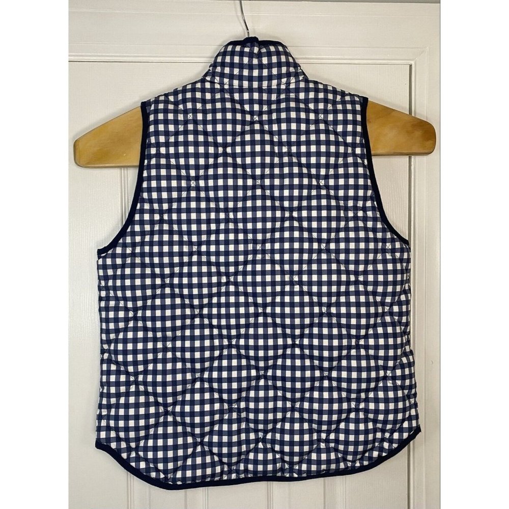 J.Crew Women’s Quilted Excursion Full Zip Vest Blue Gingham Large Down - Picture 4 of 7
